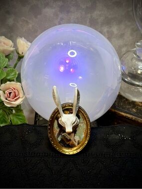 Handmade White Rabbit Mask Portrait Brooch, Antique Gold Frame